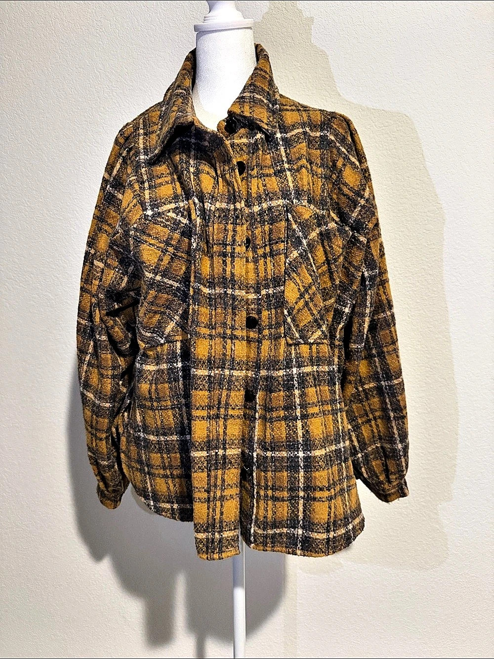 Campfire Plaid Shacket Brown & Yellow